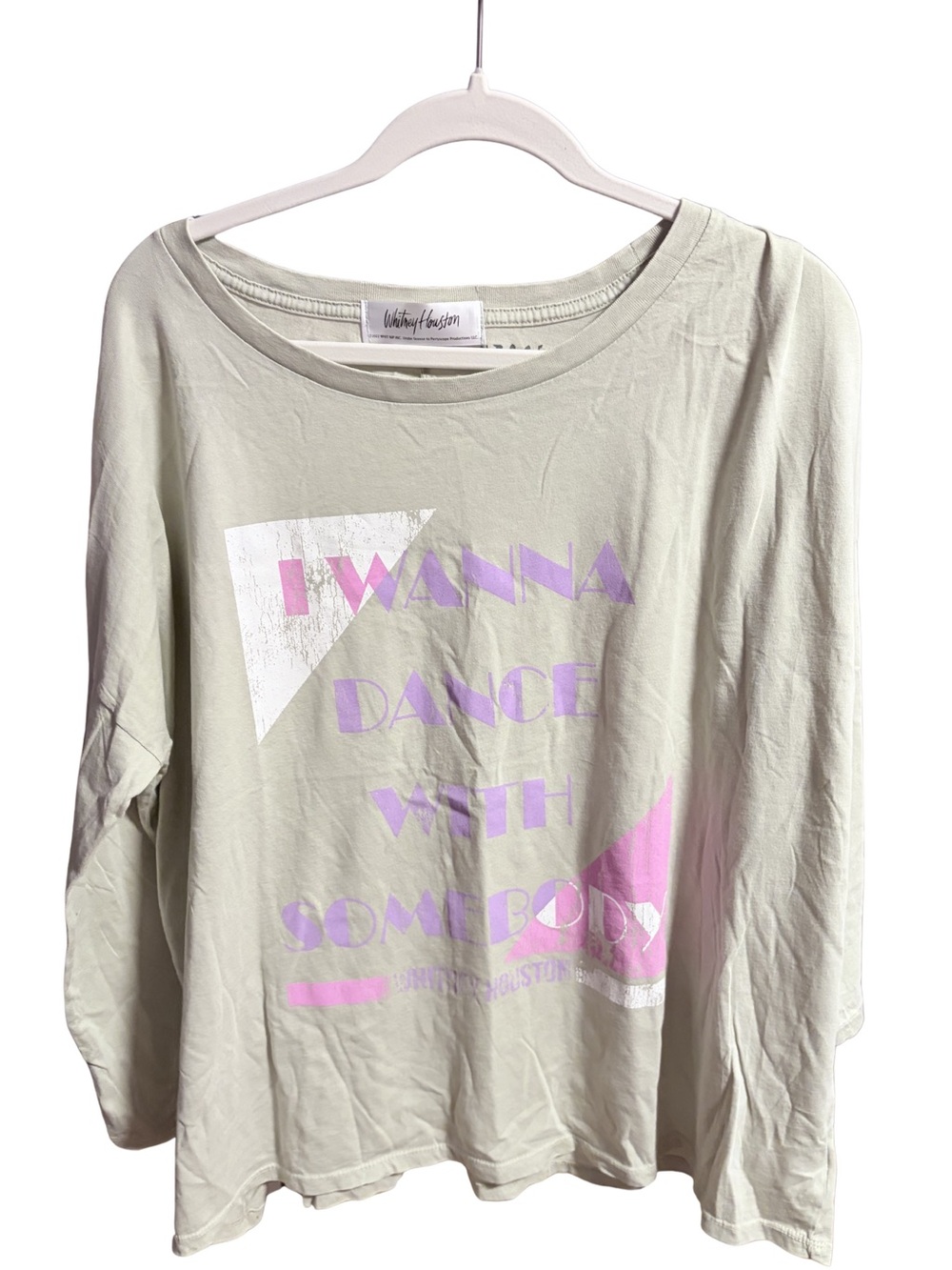 NWOT Vintage Canvas Sage Green Medium Oversized Cotton Tee-Whitney Houston